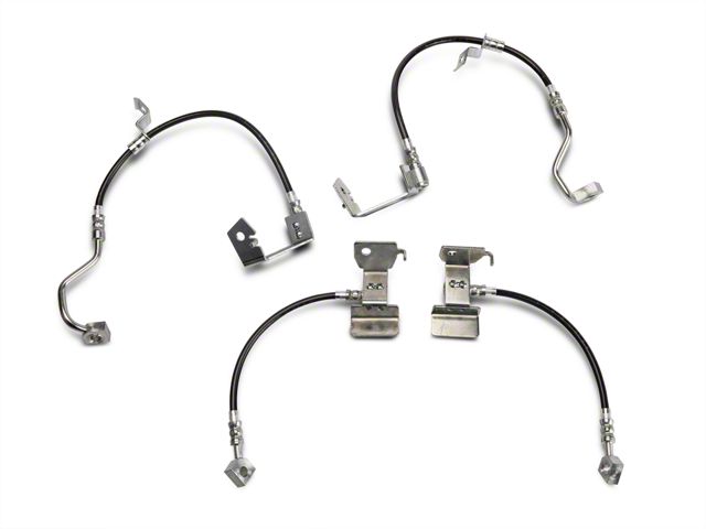 J&M Stainless Steel Teflon Brake Hoses; Front and Rear (05-14 Mustang w/ ABS, Excluding 13-14 GT500)