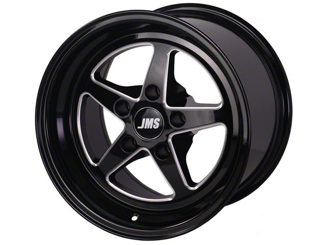 JMS Avenger Series Gloss Black Machined Wheel; Front Only; 17x4.5 (93-02 Camaro)