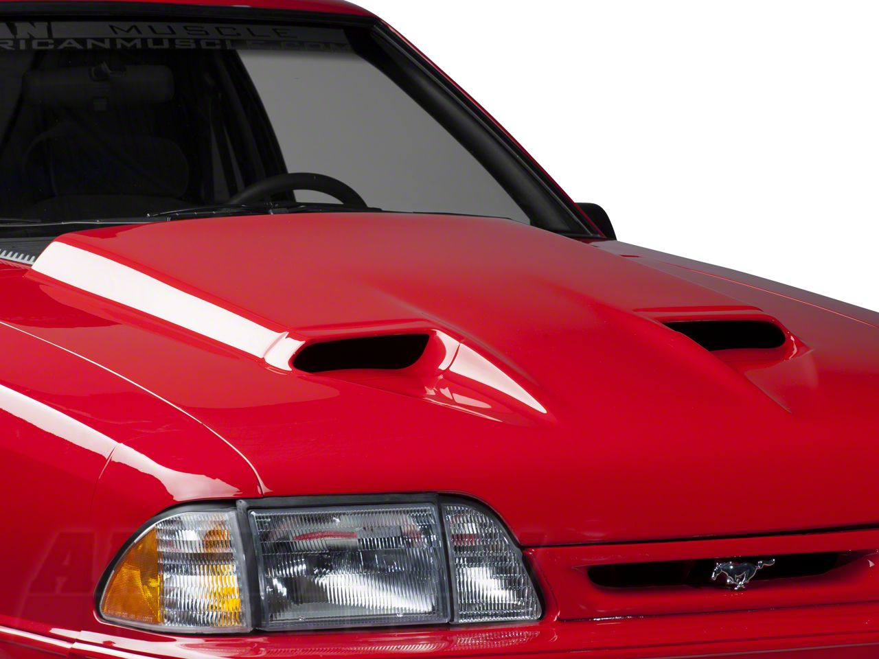 ★関税/送料込★Binary01★Arko Duffel Hood Mustang Mustang Mach 1 Style Hood; Unpainted (87-93 Mustang) - Free