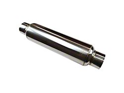 Kooks 3-Inch Round Performance Muffler; 3-Inch Inlet /3-Inch Outlet; 14-Inch; Polished Stainless (Universal; Some Adaptation May Be Required)