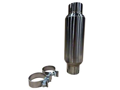 Kooks 10-Inch Polished Stainless Steel Round Clamp-In Muffler; 3-Inch Inlet/3-Inch Outlet (Universal; Some Adaptation May Be Required)
