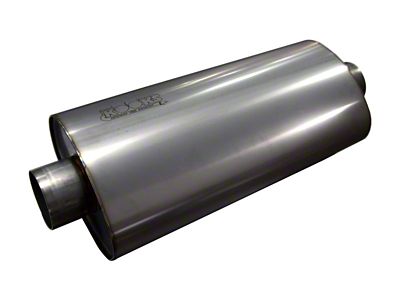 Kooks Center/Center Oval Muffler; 3-Inch Inlet/3-Inch Outlet; 18-Inch; Polished Stainless (Universal; Some Adaptation May Be Required)