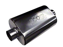 Kooks Center/Center Oval Muffler; 2.50-Inch Inlet/2.50-Inch Outlet; Polished Stainless (Universal; Some Adaptation May Be Required)