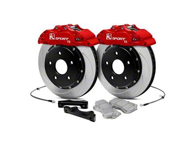 Ksport Procomp 8-Piston Front Big Brake Kit with 14-Inch Slotted Rotors; Red Calipers (10-15 Camaro LT w/ RS Package)