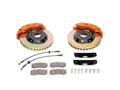 Ksport Procomp 8-Piston Front Big Brake Kit with 14-Inch Drilled Rotors; Orange Calipers (10-15 Camaro w/ RS Package)
