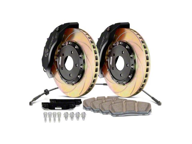 Ksport Slimline 3-Piston Front Big Brake Kit with 13.80-Inch Slotted Rotors; Black Calipers (10-15 Camaro LT w/ RS Package)