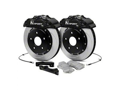 Ksport Procomp 8-Piston Front Big Brake Kit with 14-Inch Slotted Rotors; Black Calipers (08-23 RWD Challenger, Excluding SRT)