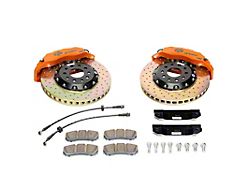 Ksport Procomp 8-Piston Front Big Brake Kit with 14-Inch Drilled Rotors; Orange Calipers (08-23 RWD Challenger, Excluding SRT)