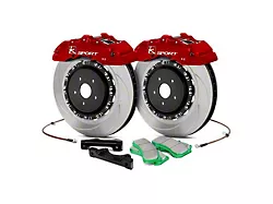 Ksport Supercomp 8-Piston Front Big Brake Kit with 14-Inch Slotted Rotors; Red Calipers (08-23 RWD Challenger, Excluding SRT)