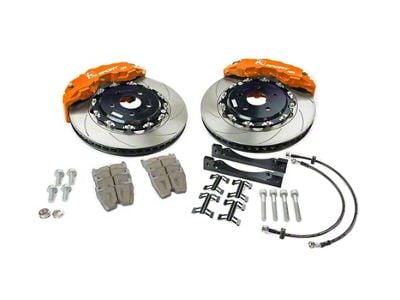 Ksport Supercomp 8-Piston Front Big Brake Kit with 14-Inch Slotted Rotors; Orange Calipers (08-23 RWD Challenger, Excluding SRT)