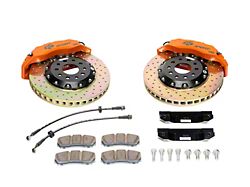 Ksport Dualcomp 4-Piston Rear Big Brake Kit with 14-Inch Drilled Rotors; Orange Calipers (06-10 RWD Charger)