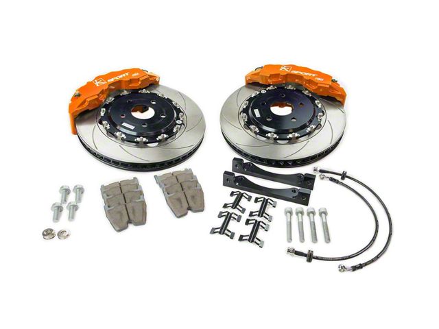Ksport Supercomp 4-Piston Rear Big Brake Kit with 13-Inch Slotted Rotors; Orange Calipers (06-10 RWD Charger, Excluding SRT8)