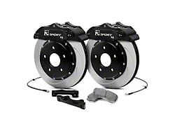 Ksport Procomp 4-Piston Rear Big Brake Kit with 14-Inch Slotted Rotors; Black Calipers (15-23 Mustang EcoBoost)