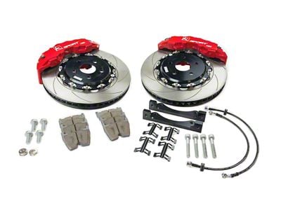 Ksport ProComp 4 Piston Rear Big Brake Kit with 14-Inch Slotted Rotors; Red Calipers (11-14 Mustang Standard GT, V6)