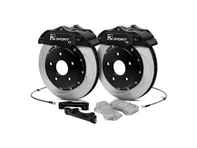 Ksport Procomp 4-Piston Rear Big Brake Kit with 15-Inch Slotted Rotors; Black Calipers (11-14 Mustang GT w/o Performance Pack, V6)