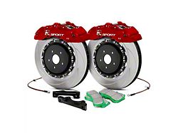 Ksport Supercomp 8-Piston Front Big Brake Kit with 13-Inch Slotted Rotors; Red Calipers (94-04 Mustang)