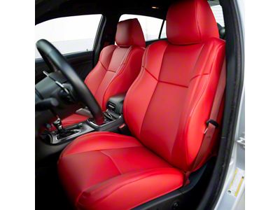 Premium Artificial Leather Front and Rear Seat Covers; All Red (15-23 Challenger Scat Pack & SRT w/ Performance Seats; 19-23 Challenger R/T w/ Performance Seats)