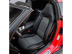 Premium Artificial Leather Seat Covers; All Black with Suede Accent Insert (14-19 Corvette C7 w/o Competition Seat)