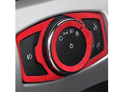 Kustom Interior Alcantara Headlight Button Trim; Red (15-23 Mustang)