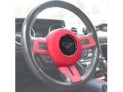 Kustom Interior Alcantara Steering Wheel Airbag Cover; Red (15-23 Mustang)