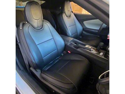 Kustom Interior Premium Artificial Leather Front and Rear Seat Covers; All Black (10-15 Camaro Coupe w/o 1LE Competition Seat)