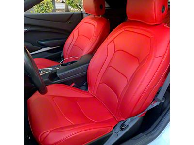 Premium Artificial Leather Front and Rear Seat Covers; All Red (16-24 Camaro Coupe w/o 1LE Competition Seat)