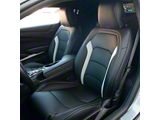 Premium Artificial Leather Front and Rear Seat Covers; Black with Gray Wing Accent (16-24 Camaro Coupe w/o 1LE Competition Seat)