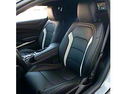 Kustom Interior Premium Artificial Leather Front and Rear Seat Covers; Black with Gray Wing Accent (16-24 Camaro Coupe w/o 1LE Competition Seat)