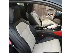 Kustom Interior Premium Artificial Leather Front and Rear Seat Covers; Black with White Accent (16-24 Camaro Coupe w/o 1LE Competition Seat)