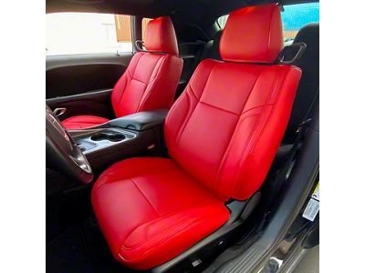 Premium Artificial Leather Front and Rear Seat Covers; All Red (15-18 Challenger R/T; 15-23 Challenger SXT)