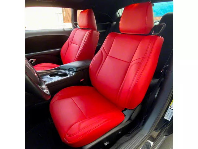 Kustom Interior Premium Artificial Leather Front and Rear Seat Covers; All Red (15-19 Charger R/T; 15-23 Charger SXT)