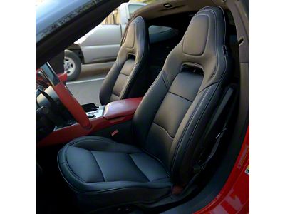Premium Artificial Leather Seat Covers; All Black (14-19 Corvette C7 w/o Competition Seat)
