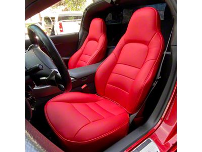 Premium Artificial Leather Seat Covers; All Red (05-13 Corvette C6 w/o Competition Seat)