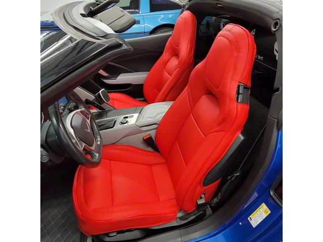Kustom Interior Premium Artificial Leather Seat Covers; All Red (14-19 Corvette C7 w/o Competition Seat)