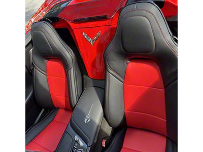 Premium Artificial Leather Seat Covers; Black with Red Accent (14-19 Corvette C7 w/o Competition Seat)