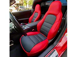 Kustom Interior Premium Artificial Leather Seat Covers; Red and Black (05-13 Corvette C6 w/o Competition Seat)