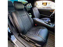 Kustom Interior Premium Artificial Leather Front and Rear Seat Covers; All Black with Honeycomb Accent (10-14 Mustang Coupe w/o RECARO Seats)