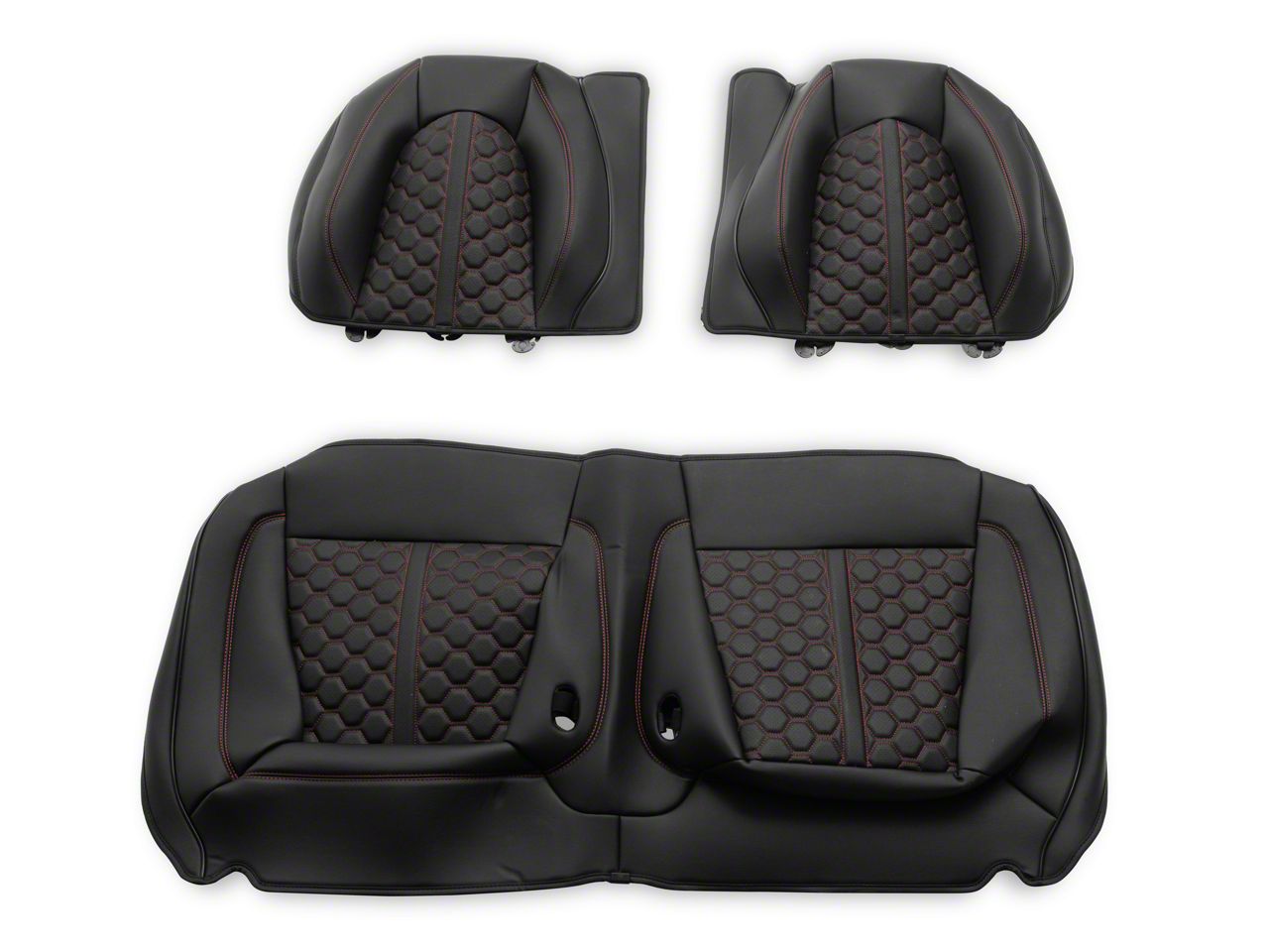 Kustom Interiors Mustang Premium Artificial Leather Front and Rear Seat Covers; All Black with