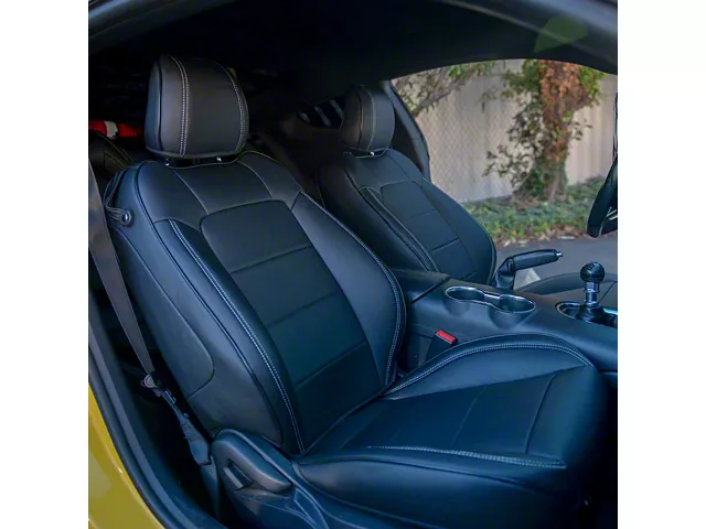Kustom Interior Premium Artificial Leather Front and Rear Seat Covers; All Black (15-23 Mustang Convertible)