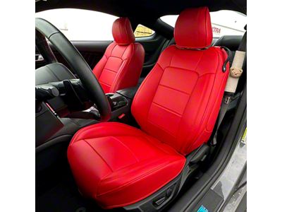 Kustom Interior Premium Artificial Leather Front and Rear Seat Covers; All Red (15-23 Mustang Convertible)