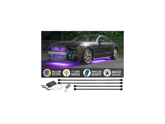 LEDGlow Million Color Wireless Car Underbody Lighting Kit with 2-Piece 12-Inch Interior Tubes (Universal; Some Adaptation May Be Required)