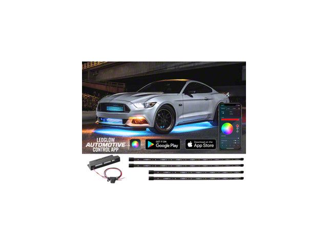 LEDGlow Bluetooth Million Color Car Underbody Lighting Kit with 6-Piece 12-Inch Interior Tubes (Universal; Some Adaptation May Be Required)