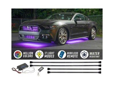 LEDGlow Million Color Wireless Car Underbody Lighting Kit with 2-Piece 12-Inch Interior Tubes (Universal; Some Adaptation May Be Required)