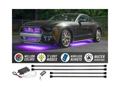 LEDGlow Million Color Wireless Car Underbody Lighting Kit with 4-Piece 12-Inch Interior Tubes (Universal; Some Adaptation May Be Required)