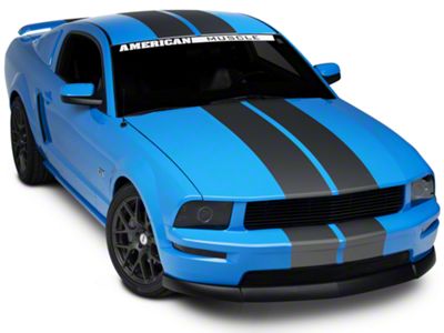 SEC10 Lemans Stripes; Matte Black; 8-Inch (79-23 Mustang)