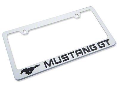 SpeedForm License Plate Frame; Black Pony with Mustang GT Lettering (Universal; Some Adaptation May Be Required)