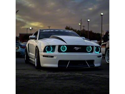 Lighting Trendz Flow Series Headlight Halo Kit with Grille Fog Light Halos and Bluetooth Controller (05-09 Mustang GT)