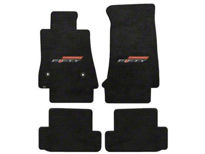 Lloyd Velourtex Front and Rear Floor Mats with 50th Anniversary Logo; Black (16-24 Camaro)