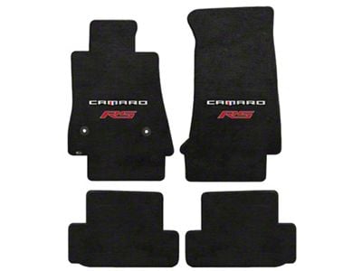 Lloyd Velourtex Front and Rear Floor Mats with Camaro and Red RS Logo; Black (16-24 Camaro)