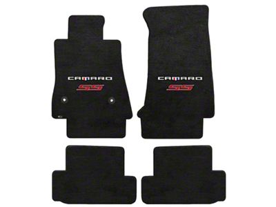 Lloyd Velourtex Front and Rear Floor Mats with Camaro and Red SS Logo; Black (16-24 Camaro)